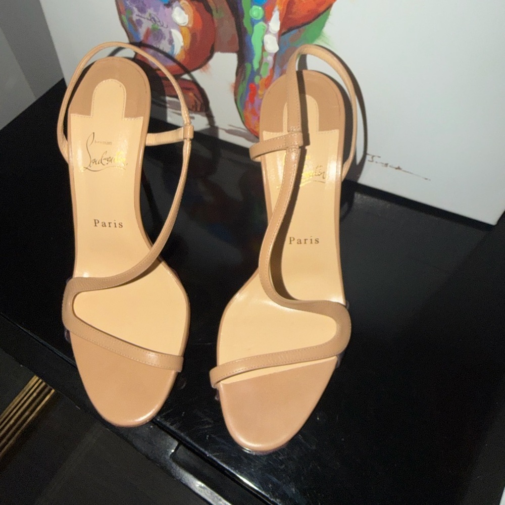Christian Louboutin Beige Strappy Leather Heels